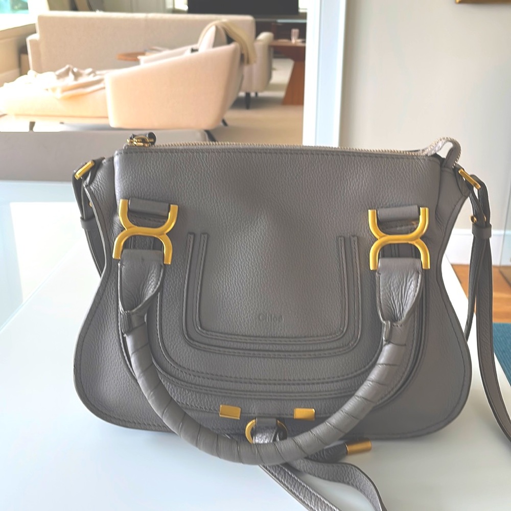 Chloe Small Marcie Bag with removable shoulder/cross body strap and arm handles.